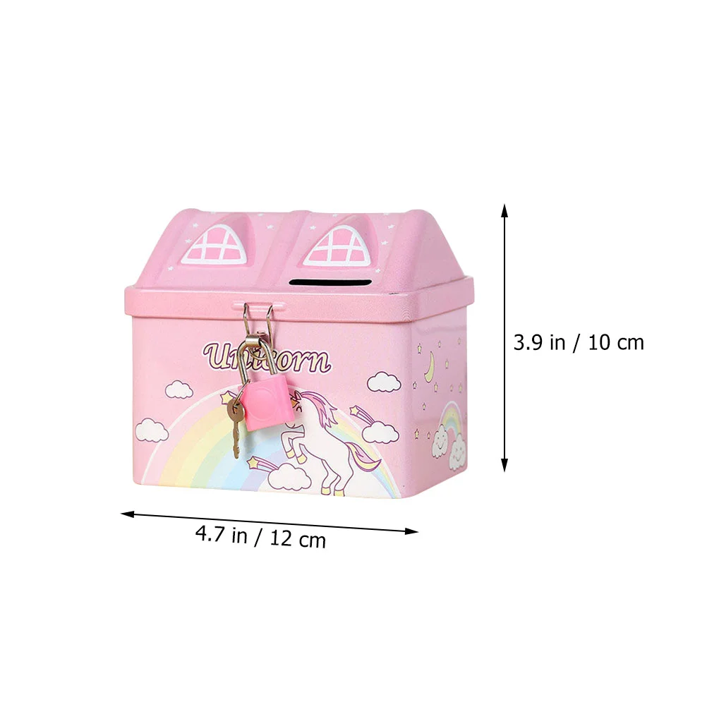 Unicorn Piggy Bank Cartoon House Coin Bank Kids Girls Metal Money Jar Toddler Savings Box Birthday Gift Home Decor