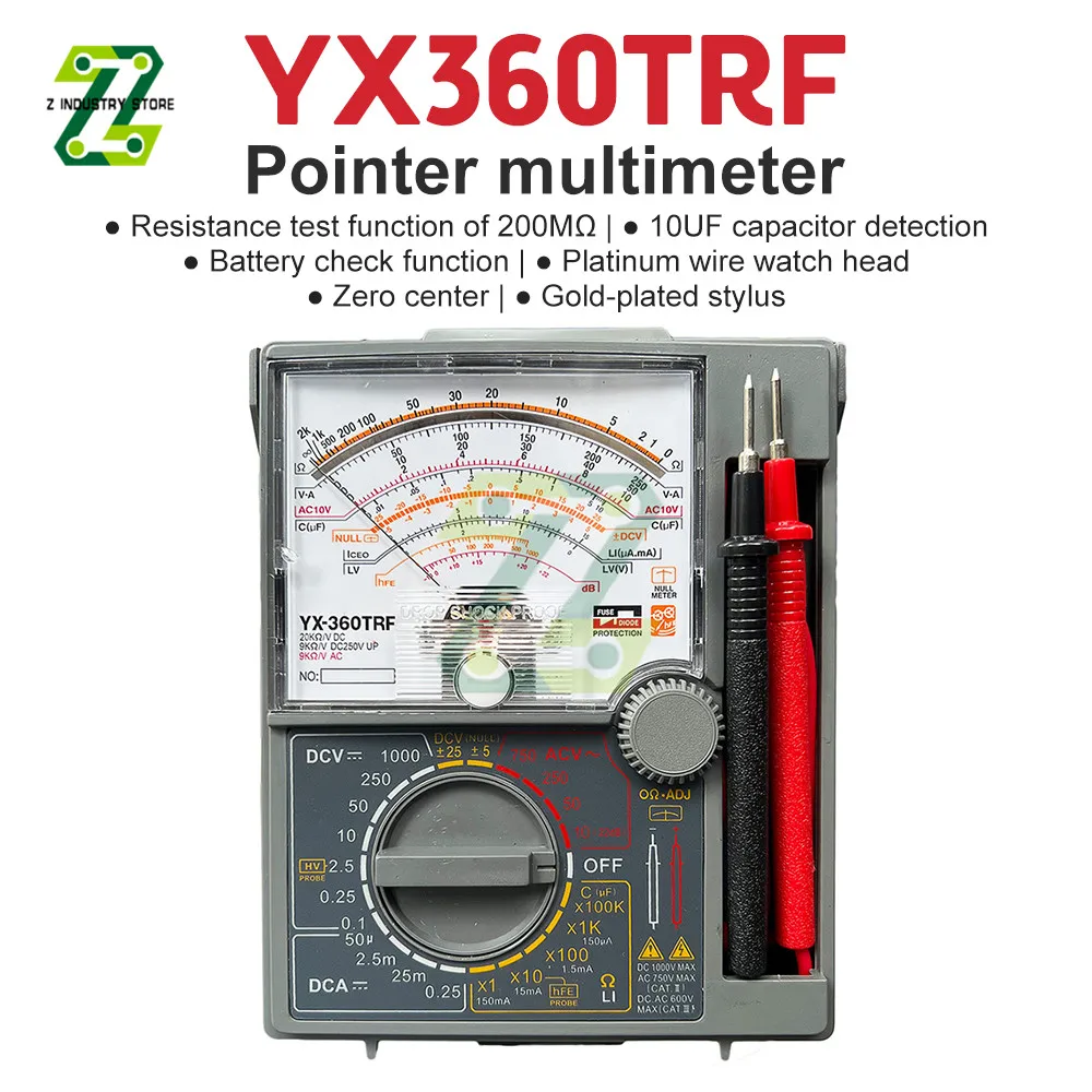 

YX-360TRF Analog Multimeter Pointer Type Multimeter Zero Center instrument 200Mohm Resistance Measurement