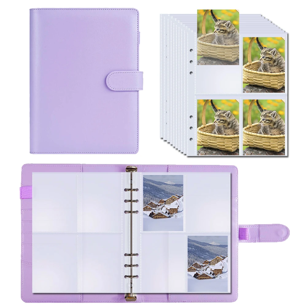 80 Pockets A5 6 Ring Leather Binder Photocards 20Pcs Sleeves Notebook Diary Photo Album Drawing Notepad Kawaii Folder Cute | Канцтовары