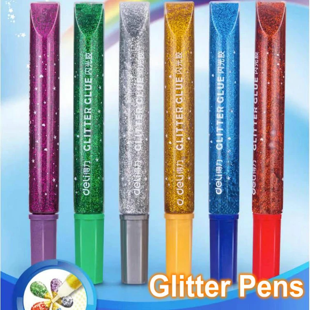 6 Colors Glitter Pen Deli Glitter Glue Painting Markers For Drawing  Eco-friendly Washable Coloring Markers For Kids - AliExpress