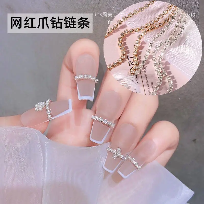 

Детали для ногтей из циркона цепочка блестящие золотые блестящие стразы для ногтей 3D художественные украшения сделай сам ювелирный аксессуар блестящие бриллианты подвески части