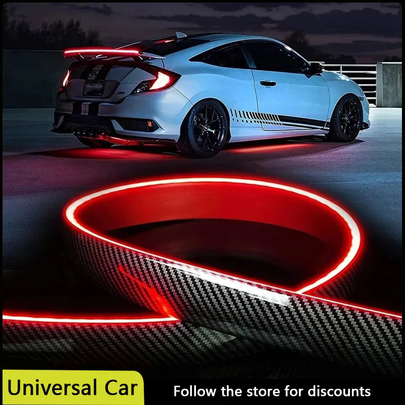 

120cm 130cm Universal Rear Wing Spoiler Led Lights for Cars Carbon Fibre Turn Signal Brake Dynamic Auto Trunk Light Taillight