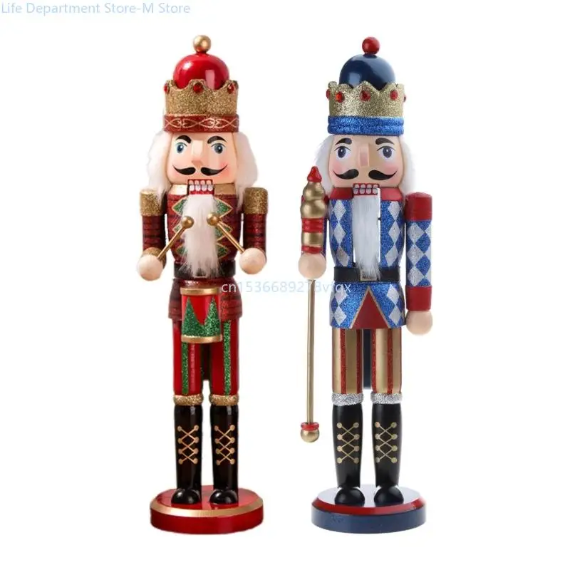 

15 Inch Glitter Wooden Nutcracker Soldier King Figures Holiday Christmas Decor for Indoor Tabletop Desktop Holiday Home