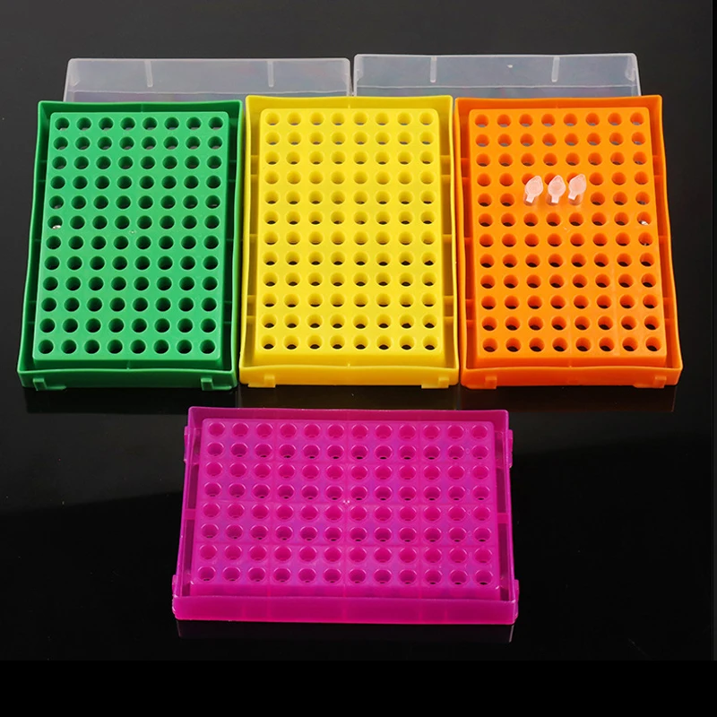 5Pcs 96-Holes PCR Tube Rack 0.2ml Centrifuge Tube Box With Transparent Lid plastic Storage Box Lab PP tube Storage Rack