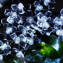 Solar - Powered Cherry Blossom String Lights - 12M100LEDS (White Light)