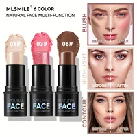 Cream Contour Sticks,Shades with Highlighter & Bronzer & Blush, Non-greasy and Water-resistant Face Contouring Pen 2