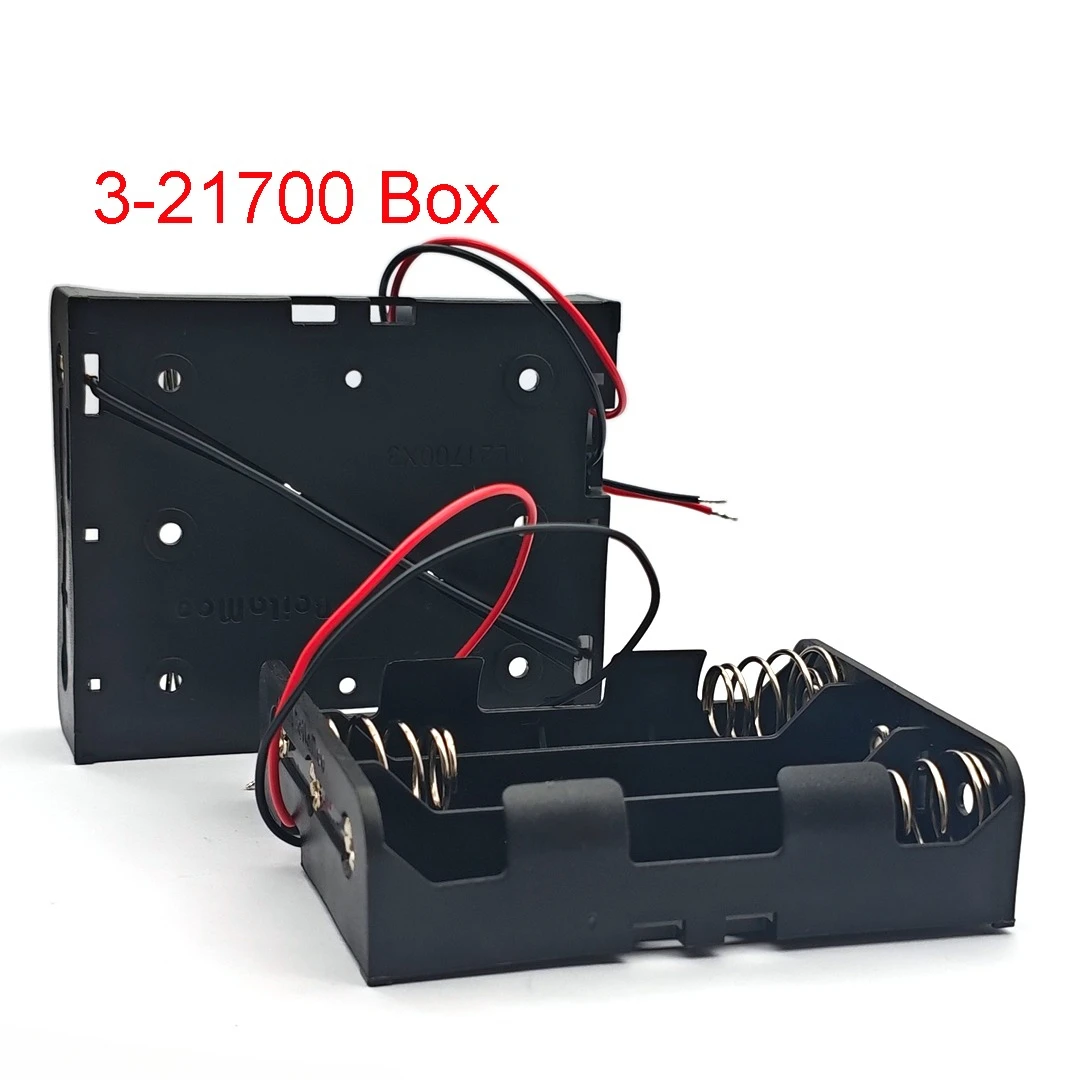 21700 배터리 홀더 박스 3.7V 플라스틱 보관 케이스 (1/2/3/4 셀용, 검정색 및 빨간색 전선 포함)