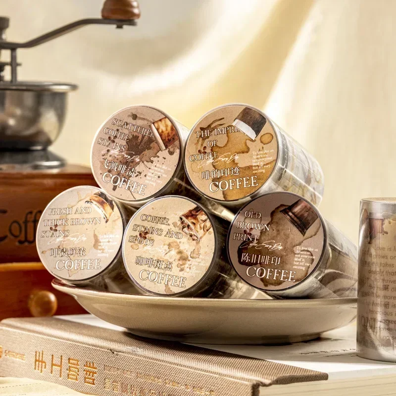 1Roll 2M Brown Stains Collage Handbook Scrapbooking Tape Swinging Scrapbook Finding Base Vintage Adhesives Decoration 60mm*2m 3