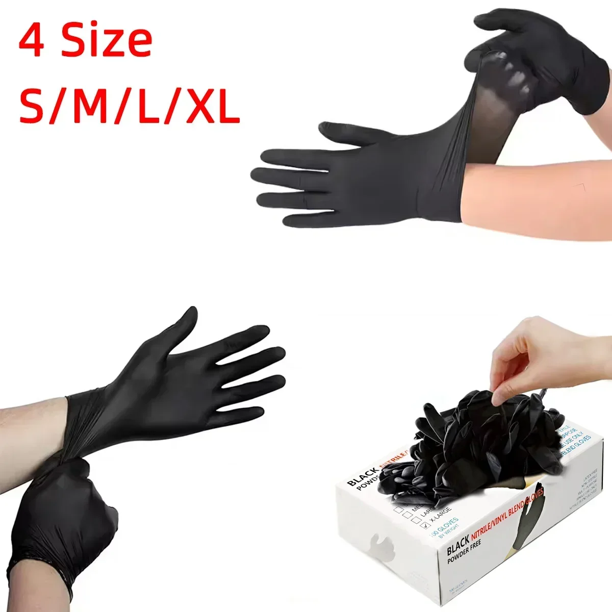 Black Gloves Suitable for Car Maintenance Nail Art Hair Dyeing Durable Oil Resistant Waterproof Gloves 20 50 100Pcs