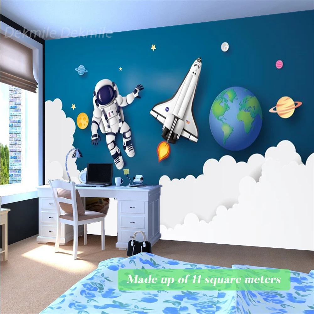 Murales de papel tapiz del universo para habitación de niños, dormitorio,  astronauta, cohete, planeta, TV, pared de fondo, decoración para guardería  de bebé - AliExpress, image size:1000x1000