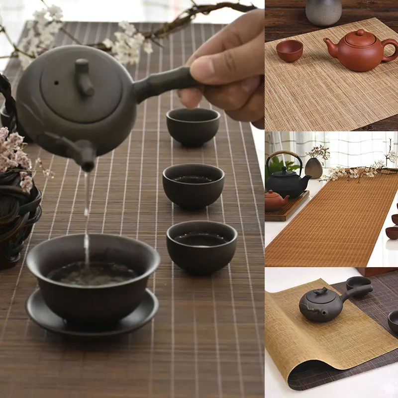 1M Natural Bamboo Table Runner Tea Mats Home Cafe Restaurant Decoration Table Placemat Pad