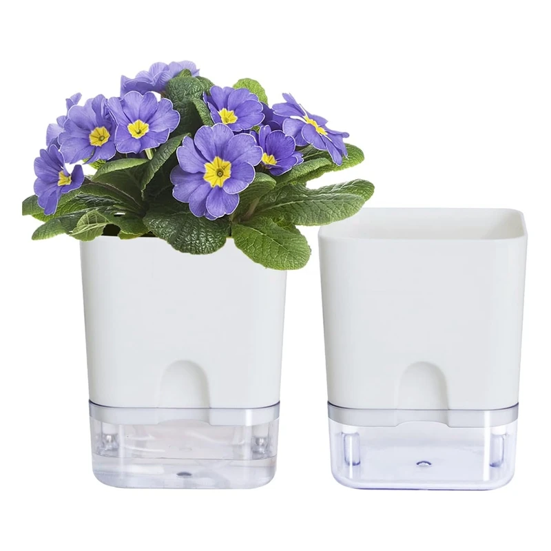 

Plant Pots Indoor 4.25 Inch Self Watering Plant Pot Kit For Indoor, Violet Pots Planter Set With Visible Reservoir Self 2Pcs