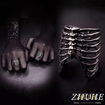 ZHUHE Rib Ring Neo-Gothic Style For Women Men's Jewelry Accessories Party Gifts 1
