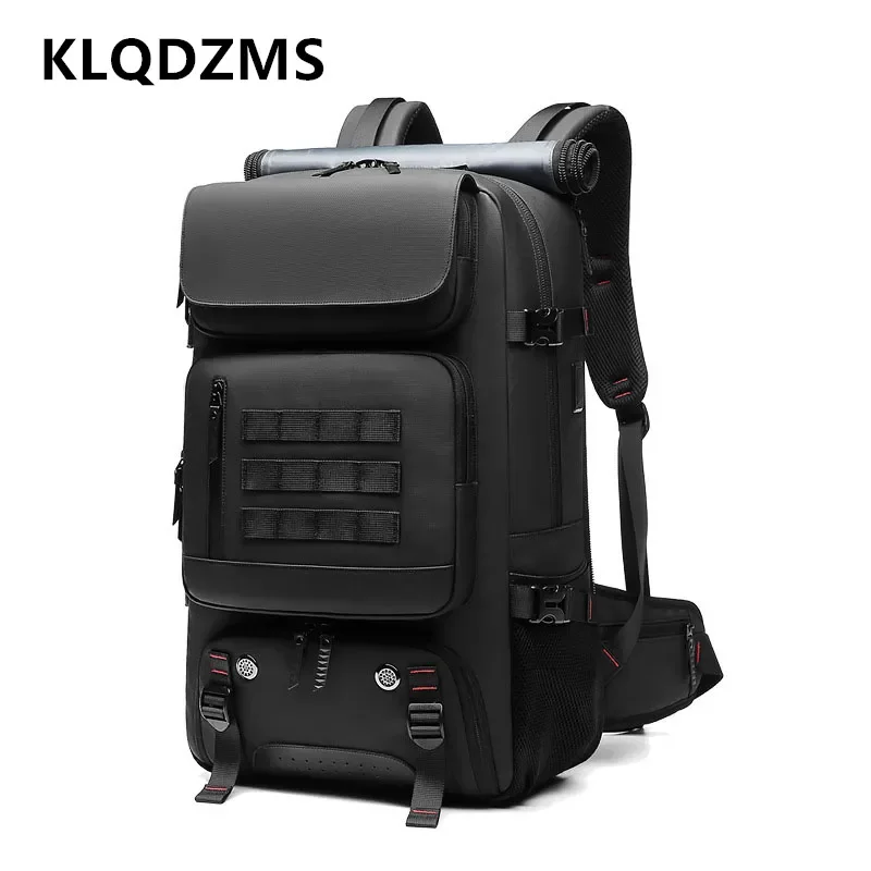 

KLQDZMS Oxford Cloth Backpack New Men's Waterproof Travel Schoolbag Large Capacity Business Laptop Bag USB Charging Shoulder Bag