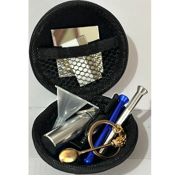1 kit/kit para fumar/para fumar tabacaria set con pipa, serbatoio di stoccaggio, cucchiaio per medicinali con portachiavi, borsa con cerniera, imbuto (9 pezzi) ra