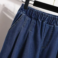 New 2024 Autumn Plus Size Jeans For Women High Elastic Waist Loose Blue Black Color Jeans Trousers Korean Fashion Casual Pants - Image 6