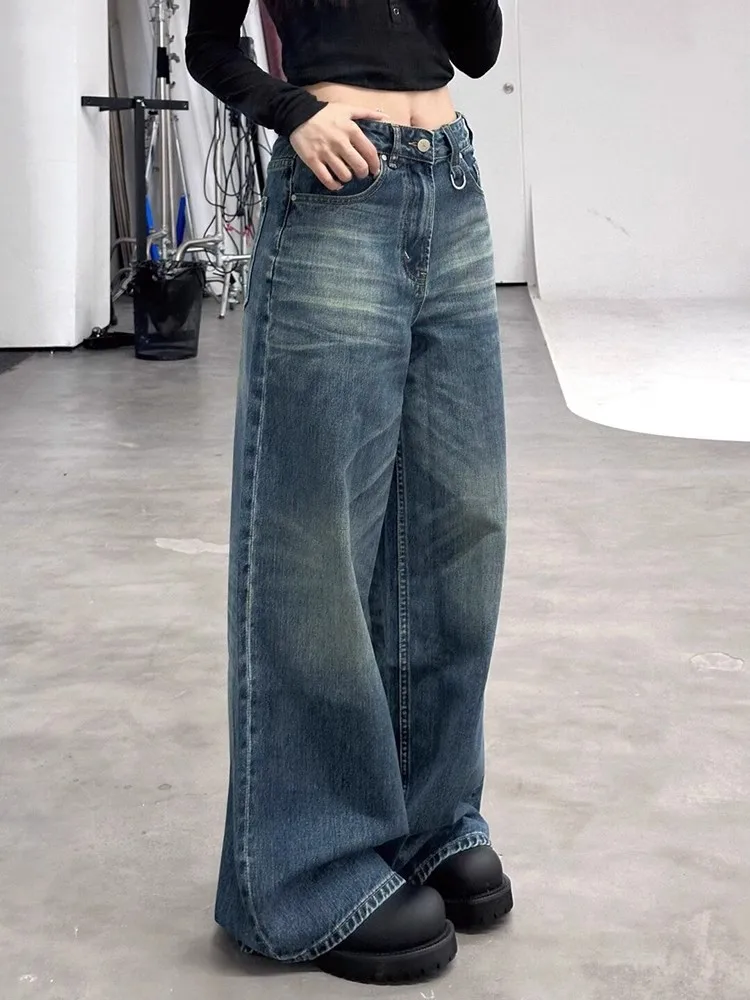 

Women Blue Y2k Baggy Jeans Harajuku 90s Aesthetic Denim Trousers Oversize Japanese 2000s Style Jean Pants Vintage Trashy Clothes