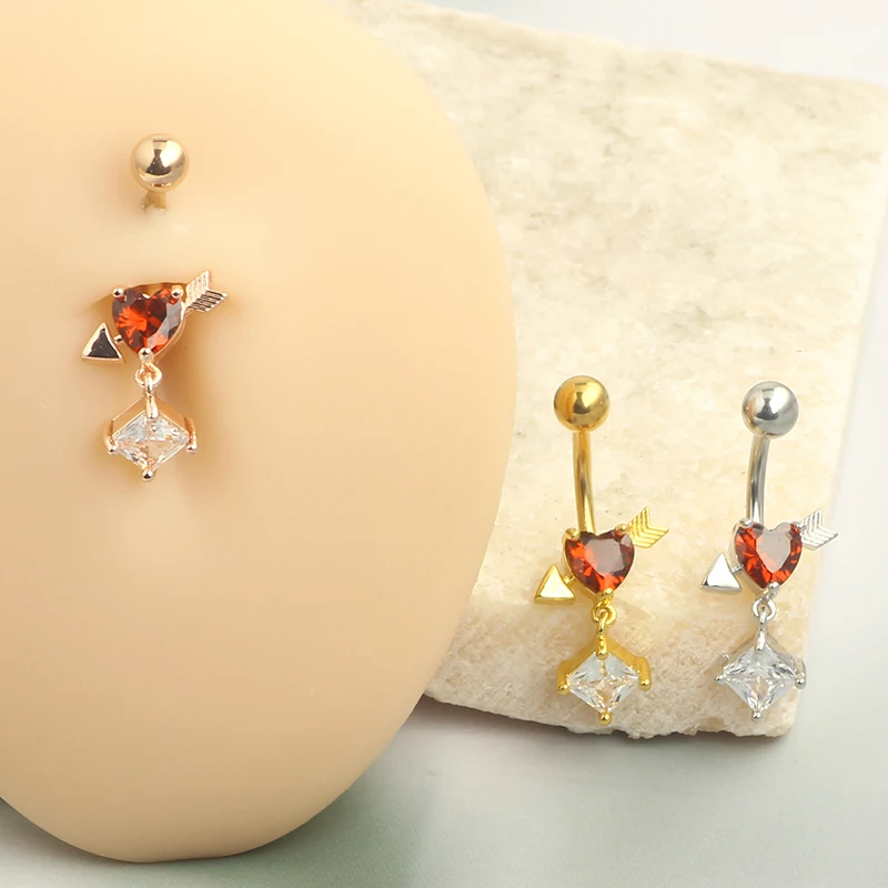 Surgical Steel Crystal Zircon Flower Heart Dollar Letter Eye Pendant Belly Button Piercing Ring Belly Button Ring Body Jewelry