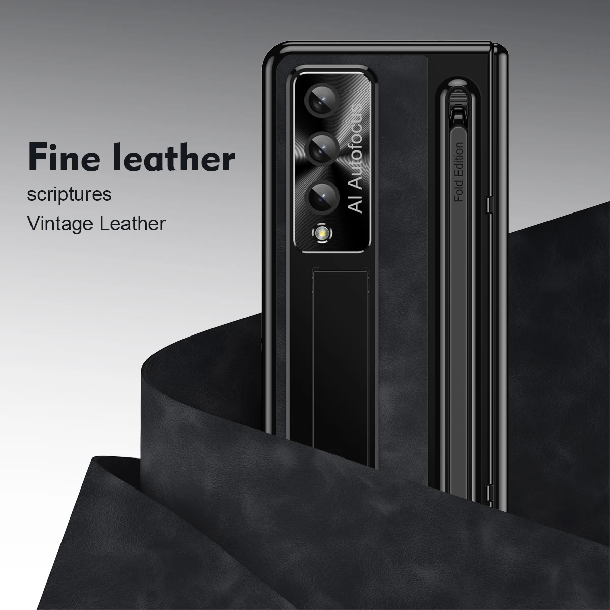 Retro Leather Folding Stand Phone Case for Samsung Galaxy Z Fold 5 Galaxy Z Fold 4 Official Pen Matching Holder Fold Phone Cover