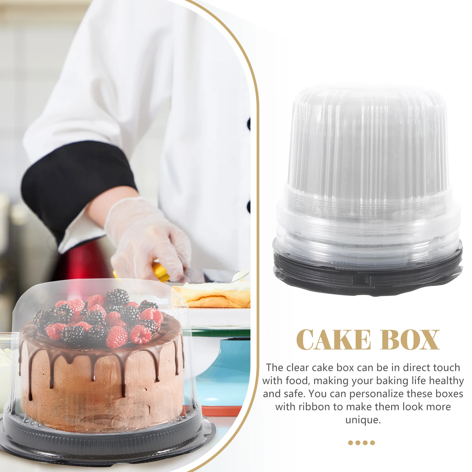 20 Pcs Round Cake Box With Lid Clear Food Container Disposable Dessert Holder Baking Supplies Storage Package Fruit Case Cake