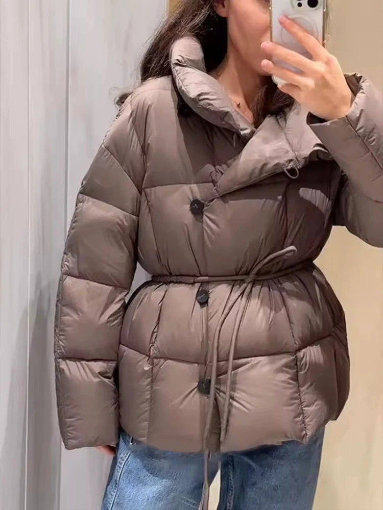 Casual Quilting Cotton Women Parka Short Coat Long Sleeve Lace-up Winter Jacket 2026 New Chic Lady Streetwear Outerwear ﻿