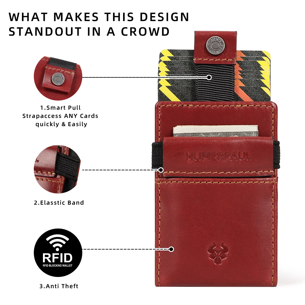 RFID Slim Genuine Leather Credit Card Holder Wallet for Men Portable Mini ID Bank Cardholder Case Business Male Money Clip