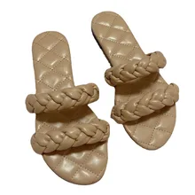 

Slippers for Women Summer 2022 New Fashion Woven Gladiator Sandals Flat Shoes Woman Casual Plus Size 42 Outside Slides for Women