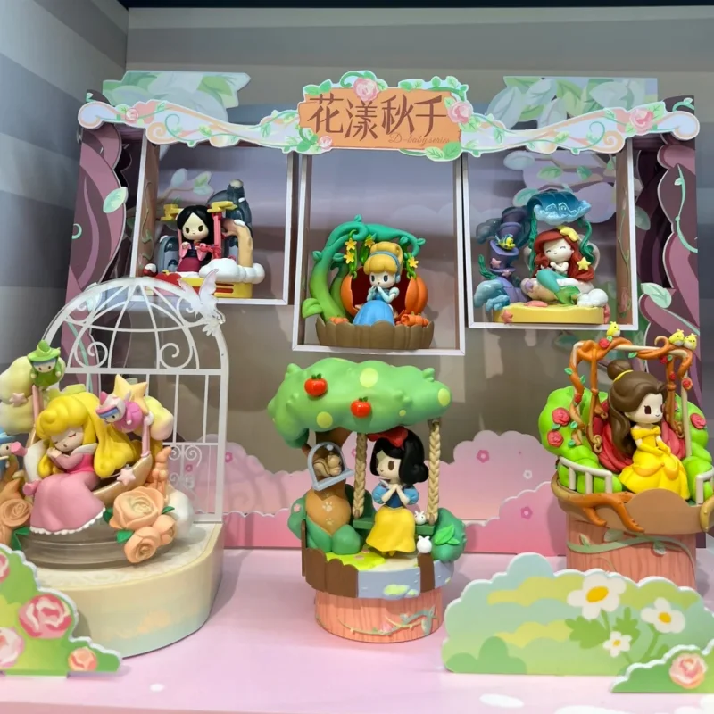 New Disney Princess Figure Belle Snow White Sandy Ariel Model Dolls Figurine D-Baby Swing Series Action Figure Decor Toy Gifts