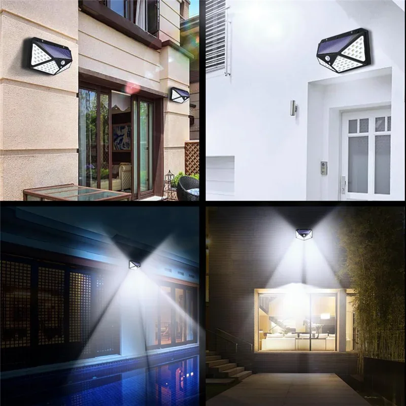 

1pc Solar outdoor 100LED wall lamp motion sensor safety light 270 ° lighting outdoor garden courtyard lamp household