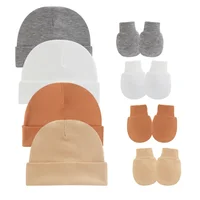 Newborn Birth Set Cotton Boy Girl Accessories Photography Props 3Pcs Set Baby Hat+Gloves+Foot Cover Anti Scratching Baby Stuff 1