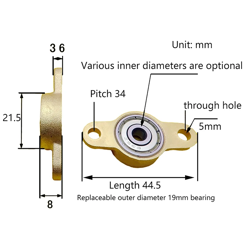 베개 블록 포함 플랜지 베어링, 아연 합금 베어링, KFL05 KFL06 KFL07 KFL08 KFL10, 5mm, 6mm, 7mm, 8mm, 10mm, 1 PC