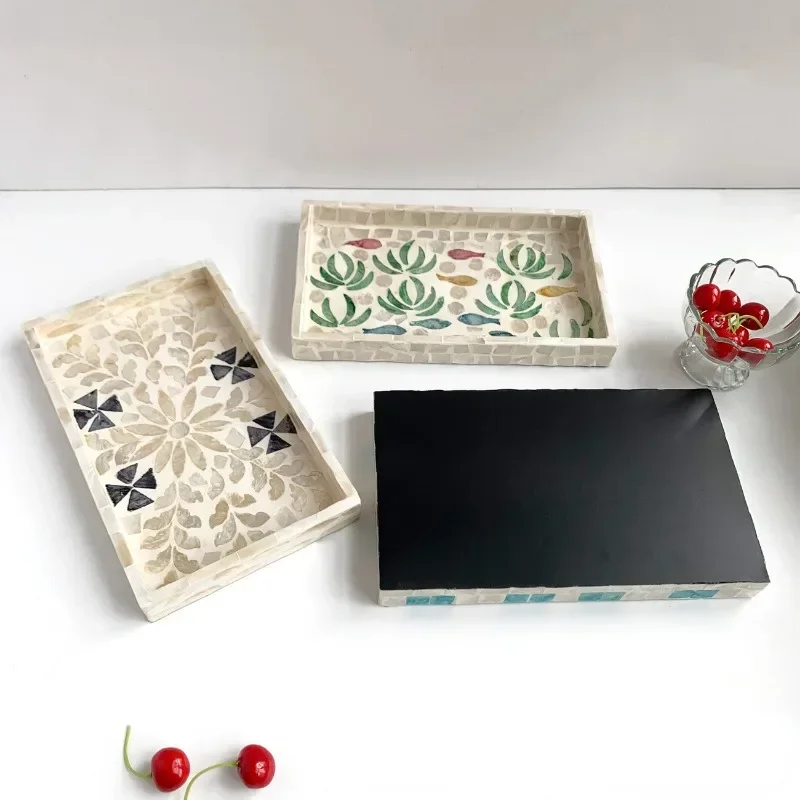 Rectangular Shell Tray Oval Colored Shell Storage Plate Living Room Cake Cafe Restaurant Storage Decorations Jewelry Organizer storage tray wooden serving tray kitchen tray bamboo organizer tray jewelry storage tray