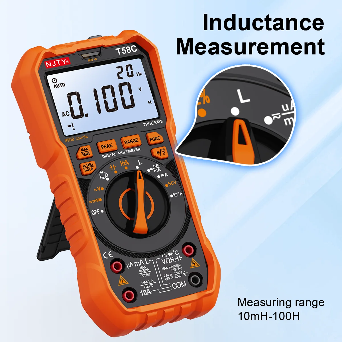 NJTY T58B T58C Digitalmultimeter 9999 Zählungen Auto Range LED-Blinkbuchse AC/DC Spannung Strom Induktivität Kapazität HZ TEMP – Detail 10