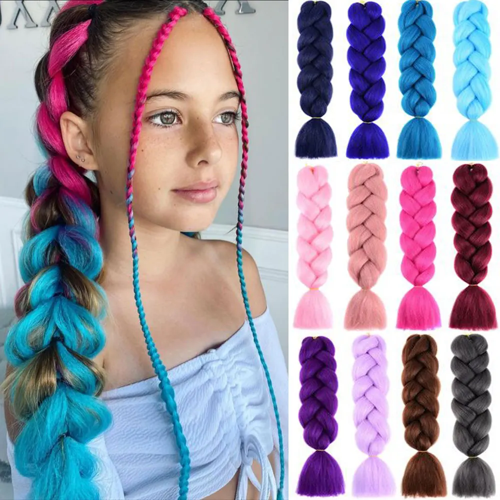 AZQUEEN 24 Inch Jumbo Braids Extensions Synthetic Braiding Hair Afro Ombre  Color kanekalon Hair for Children Braid - AliExpress