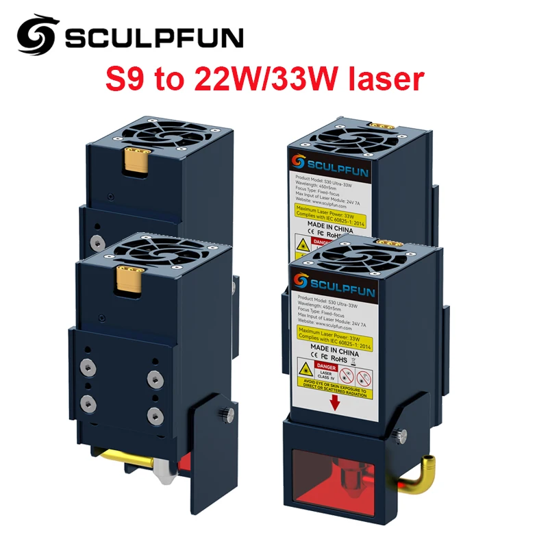 Aggiornamento Ssculfun S9 Al Modulo Laser S30 Ultra 33W/22W Con Scheda Madre A 32 Bit Pompa Di Assistenza All'Aria Ad Alta Velocità E Finecorsa X Y
