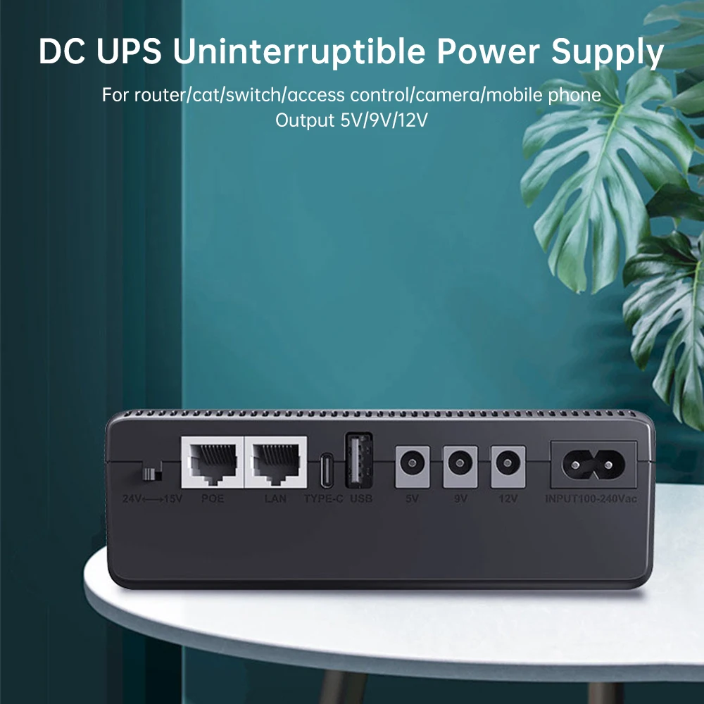5V 9V 12V UPS Battery Backup 8800mAh Mini Portable Uninterruptible Power Supply WiFi Router/Cat/Switch/Camera/Mobile Phone