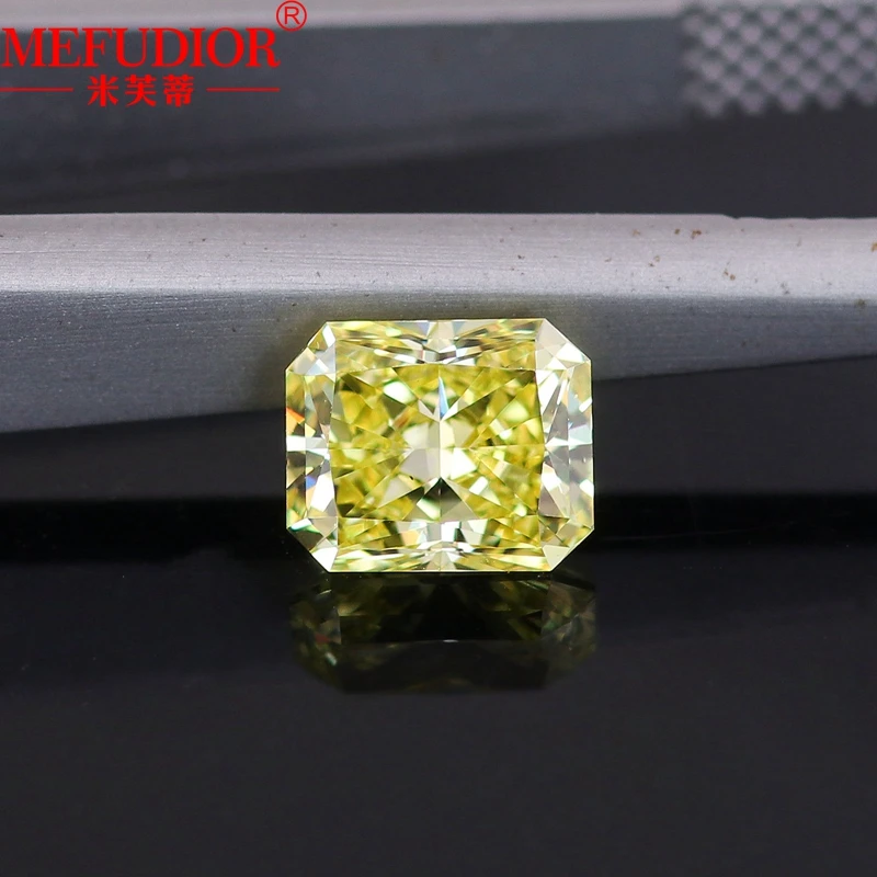 Moissanite Loose Stone Radiant Cut Yellow Colour 1.0-10ct D VVS Gemstone with Certificate GRA  Jewelry Marking Pass Diamond Test