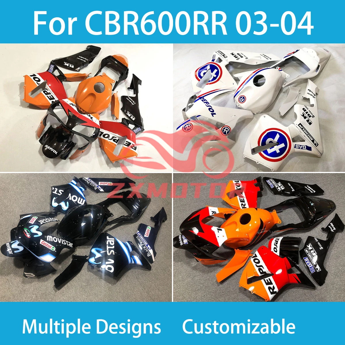 

For Honda CBR 600RR 2003 2004 Rebuild Motorcycle Fairings CBR 600 RR 03 04 ABS Cowling Injection Bodywork Fairing Kit