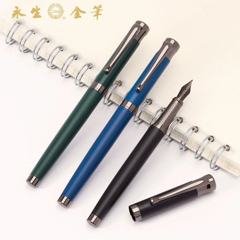 Elegant Black Forest Titanium Fine Nib Fountain Pen with Tree Texture for Smooth Writing