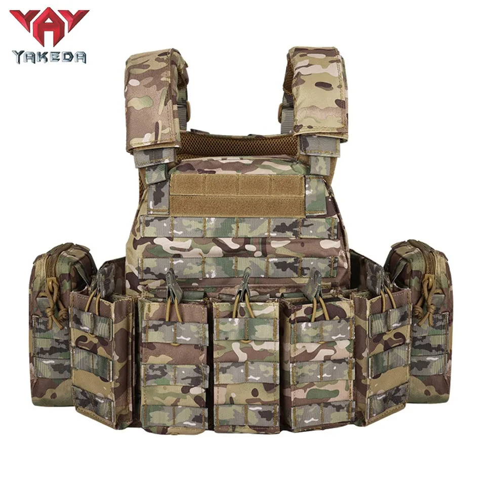 

YAKEDA Camo Amphibious Molle Tactical Vest Outdoor CS Tactical Vest Military Equipment 1000D Polyester Adjustbale Hunting Vest