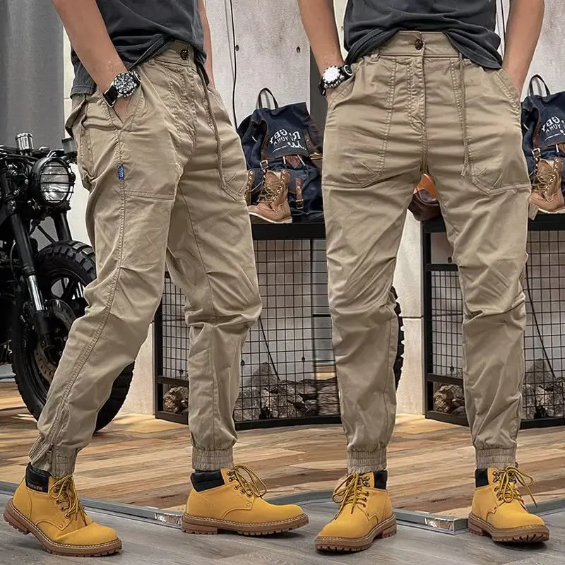 New Casual Men's Cargo Long Pants Loose Bundle Foot Tide Brand Summer Thin Style Boys Nine Points Sweatpants Men Trousers
