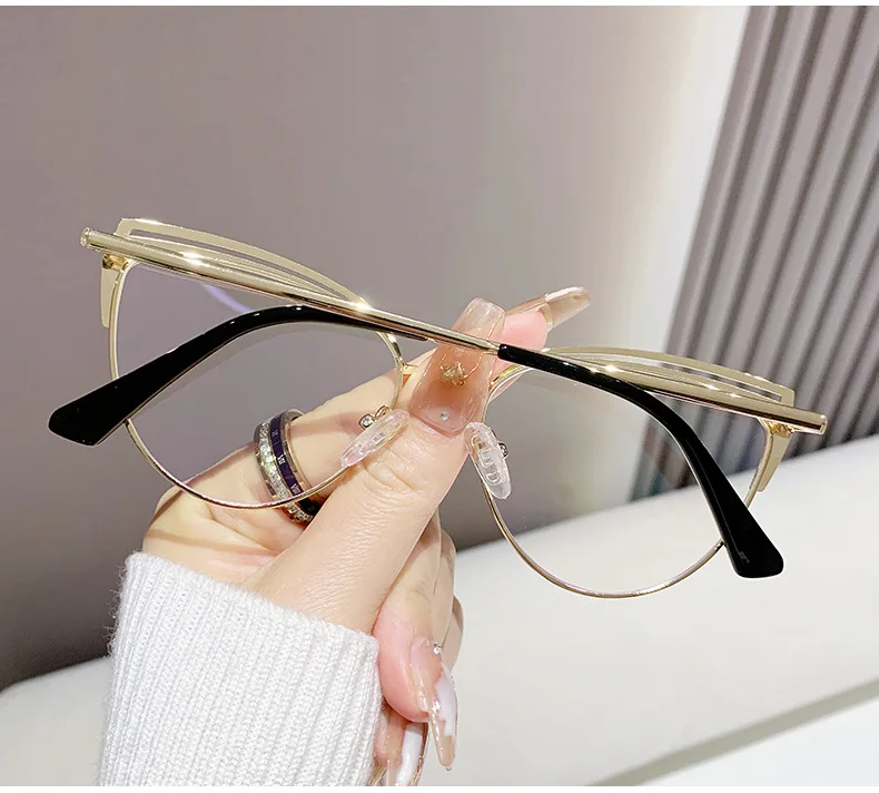 Photochrome Brille, Anti-Blaulicht, minimalistischer Stil, flache Brille, ultraleichter Brillenrahmen, Metallfeder-Brillenbeine – Detail 9