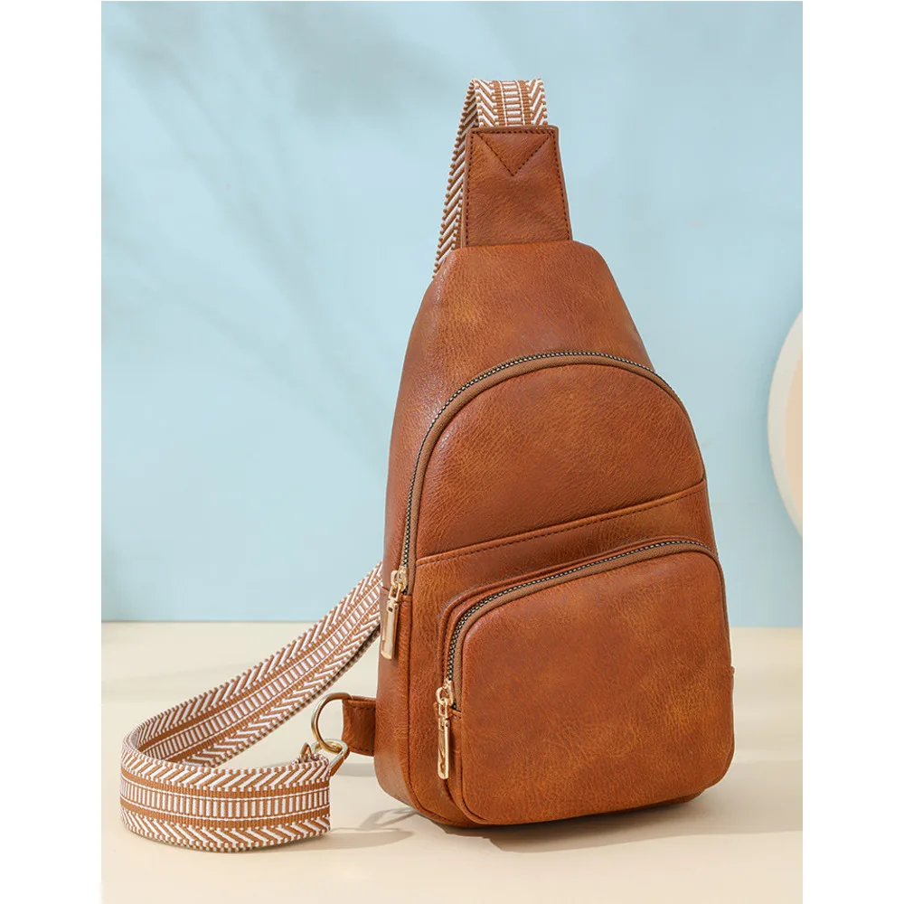 2024 Neue koreanische Ausgabe Vielseitiger modischer Rucksack mit einem Kreuzschultergurt Lässige kleine Brusttasche für Damen_voghion.com