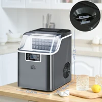 HOMCOM Machine à glaçons, 20 kg en 24h, 24 glaçons en 14-18 min, taille de glaçon réglable, ice maker portable avec fonction autonettoyante, peut charger seau d'eau, pour maison, cuisine, bar, noir 5