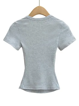Square Collar High Stretch Summer Crop Tops Women Short Sleeve Tops Sexy Pullover Bottoming Blouses Slim T-shirt 3