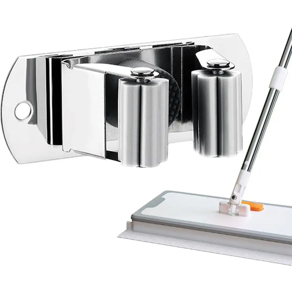 

4Pcs Stainless Steel Broom Holder Durable Wall Mounted with Screws Mop Hanger Broom Hook Bathroom Accessories
