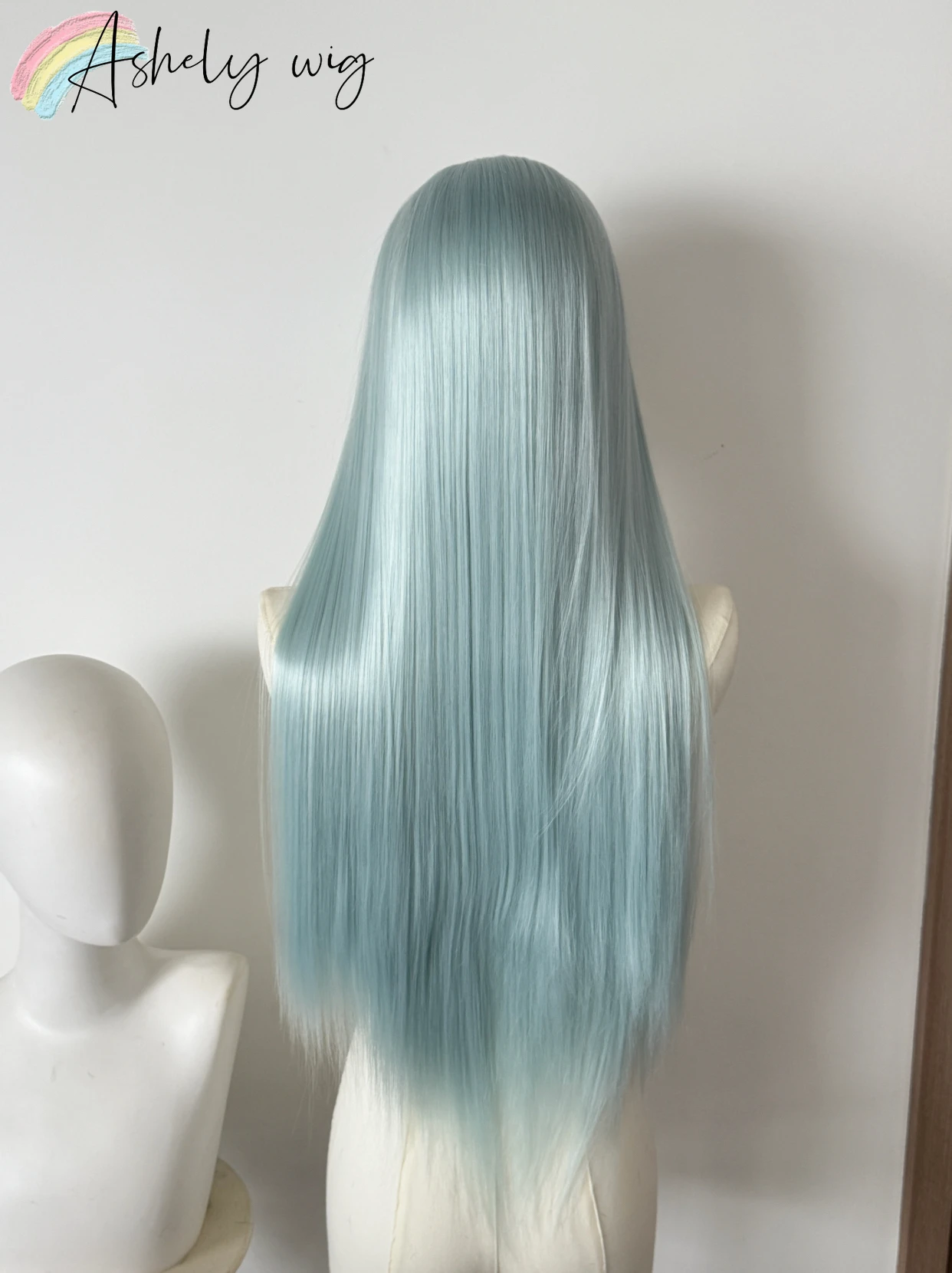 Light Blue Lace Front Wig for Women 24inch High Quality Cosplay Wig Heat Resistant Synthetic Lace Wigs for Daily Use Cosplay