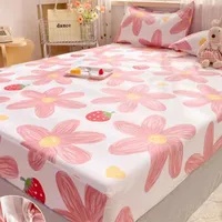 New Product 100% Cotton Printing Bed Mattress Set with Four Corners And Elastic Band Sheets 1pcs Home Textile Fitted Sheet 1