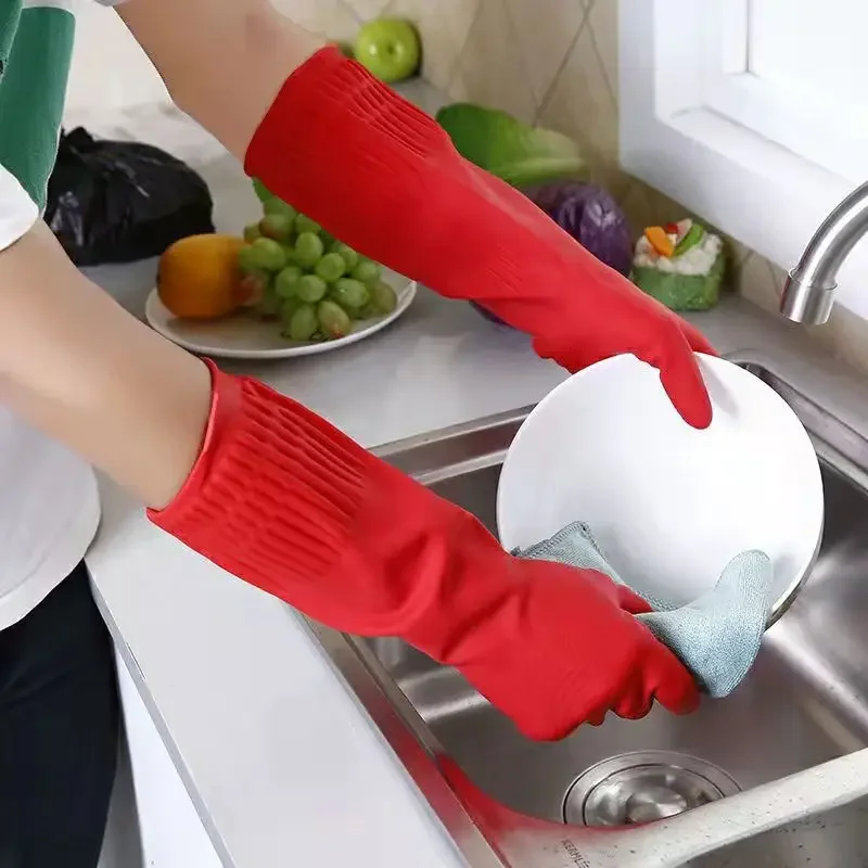 Kitchen Thick Extra Long Heavy Duty Rubber Gloves Thick Waterproof Car Washing Gloves Chemical Resistant Acid Oil Resistant