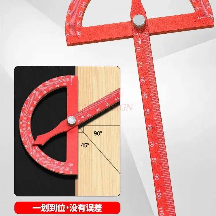 1pcs 목공 다기능 각도자, 고정밀 각도기, 범용 다기능 강철 자, 반원형